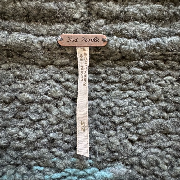 Free People Chunky Knit Shawl Collar Geometric Cardigan Sweater - Picture 2 of 11